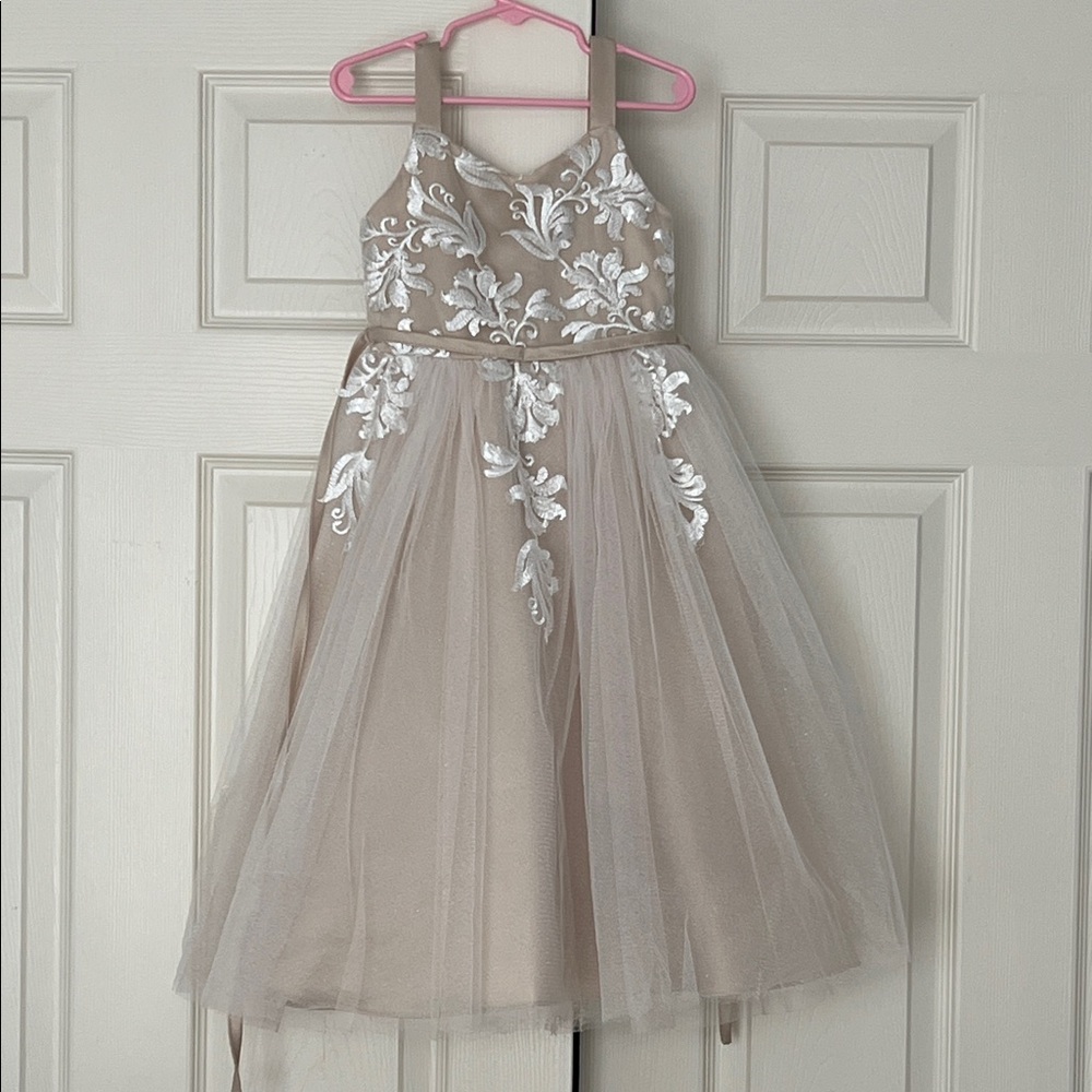 Charming Kids Dress with White Embroidery